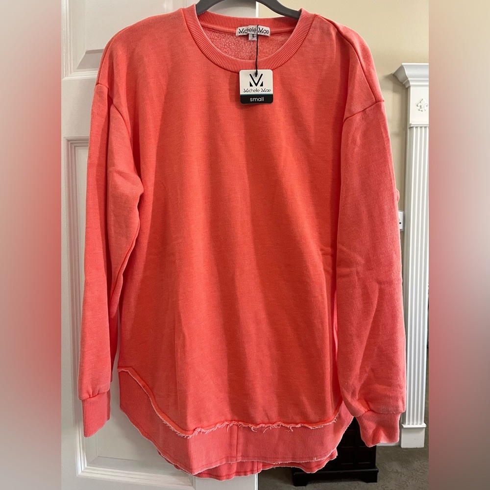 Michelle Mae Vibrant Coral Crewneck Sweater Super Soft